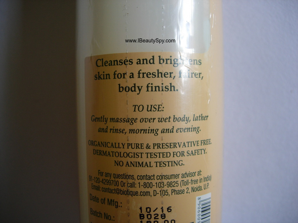 Review of Biotique Bio Honey Cream Rejuvenating Body Wash 100% Soap Free -  IBeautySpy